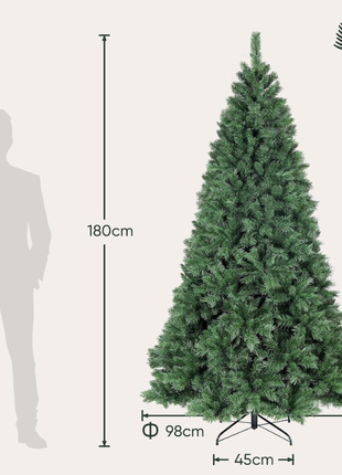 kunstkerstboom 180 cm – 580 takken, kerstboom met brandvertragend PVC
