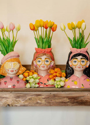 Tulpen boeket Geel - 5 stuks - 'Real Touch' Kunst tulpen - 42 cm (yellow)