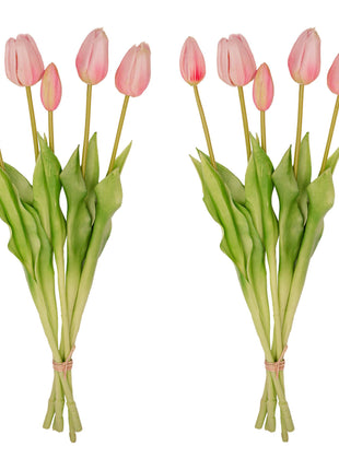 Tulpen boeket Roze - 10 stuks - 'Real Touch' Kunst tulpen - 42 cm (Pink)