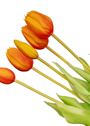 Tulpen boeket Oranje - 5 stuks - 'Real Touch' Kunst tulpen - 42 cm