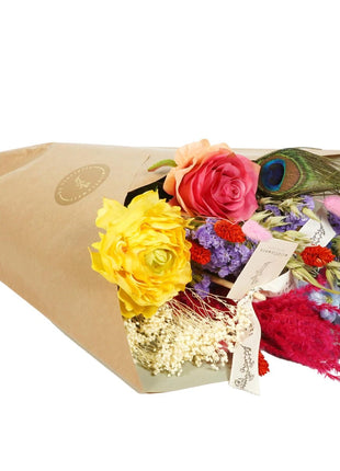 Droogbloemen & Zijde - Dried & Silk - Summer Party - 4 boeketten - ↕55cm