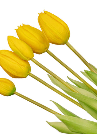 Tulpen boeket Geel - 5 stuks - 'Real Touch' Kunst tulpen - 42 cm (yellow)