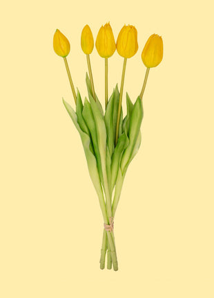 Tulpen boeket Geel - 10 stuks - 'Real Touch' Kunst tulpen - 42 cm (yellow)