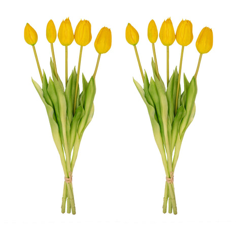 Tulpen boeket Geel - 10 stuks - 'Real Touch' Kunst tulpen - 42 cm (yellow)