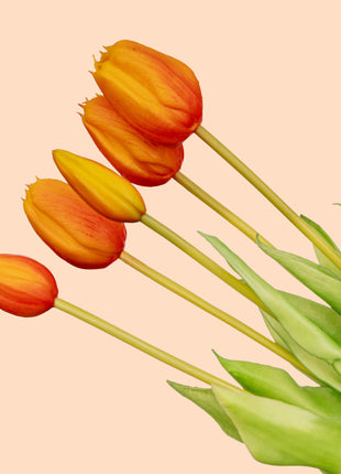Tulpen boeket Oranje - 10 stuks - 'Real Touch' Kunst tulpen - 42 cm